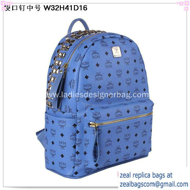 High Quality Replica Hot Sale MCM Medium Top Studs Backpack MC4232 Blue